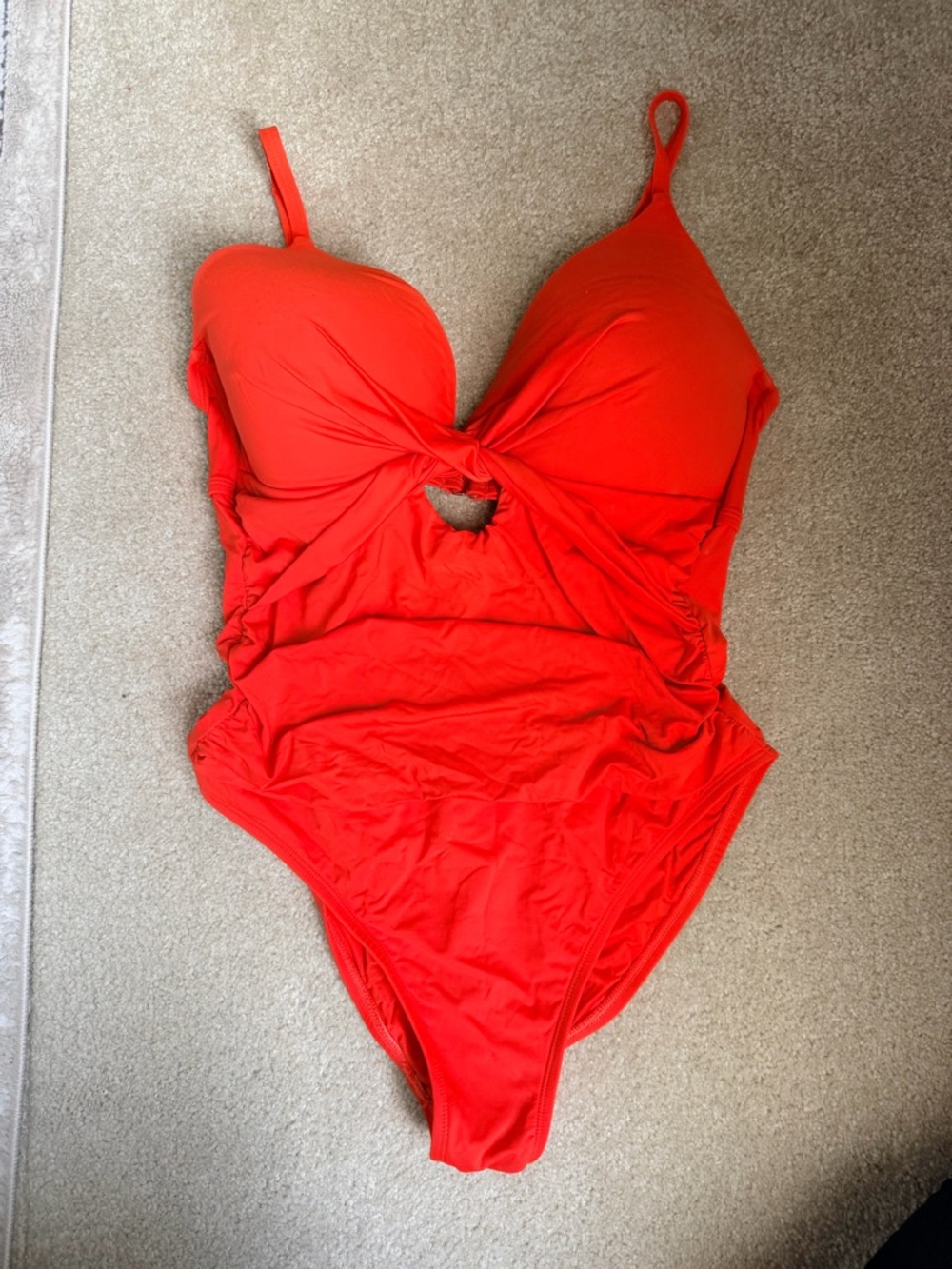 La Blanca Red One-Piece Swimsuit with Front Twist and Keyhole